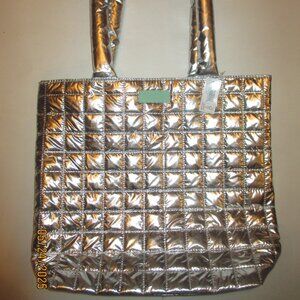 Sold on eBay- Clinique Metallic Silver Quilted Shoulder Tote Bag, Large NWT